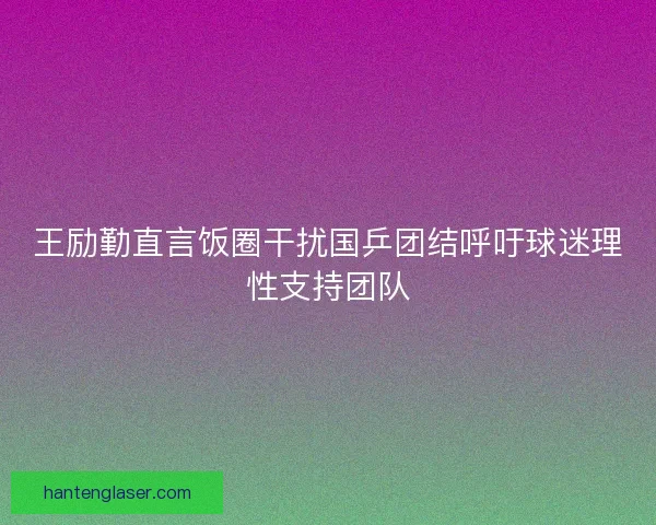 王励勤直言饭圈干扰国乒团结呼吁球迷理性支持团队